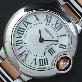CARTIER バロンブルー 18Kピンクゴールドコンビ 魅力腕時計