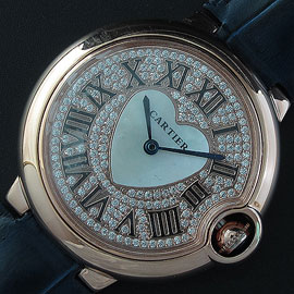 CARTIER バロンブルー オレンジバンド 全面ダイヤ文字盤 薄型