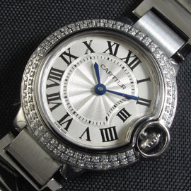 CARTIER バロンブルー クォーツ レディース ホワイト 人工ダイヤ 迅速発送