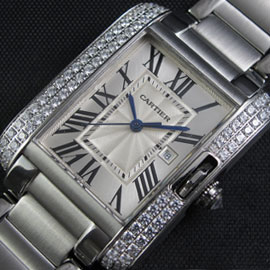 CARTIER タンクアングレーズ クォーツ搭載