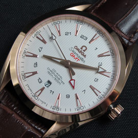 OMEGA シーマスター アクアテラ GMT Asian 2824-2 自動巻き 革ベルト
