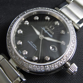 OMEGA デビル レディマティック 全面ダイヤ レディース