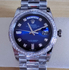 ROLEX 128349RBR デイデイト 36mm ブルーオンブレ ダイヤ