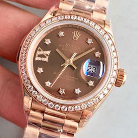 ROLEX デイトジャスト 28mm チョコレート IXダイヤ レディース