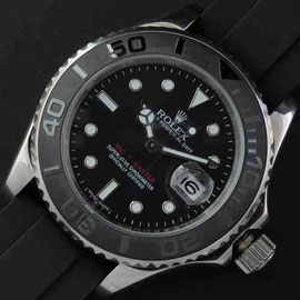 ROLEX ヨットマスター ブラックダイヤル ラバーバンド 売上トップ
