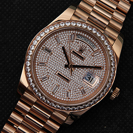 ROLEX デイデイト ピンクゴールド 全面ダイヤ 一流偽物